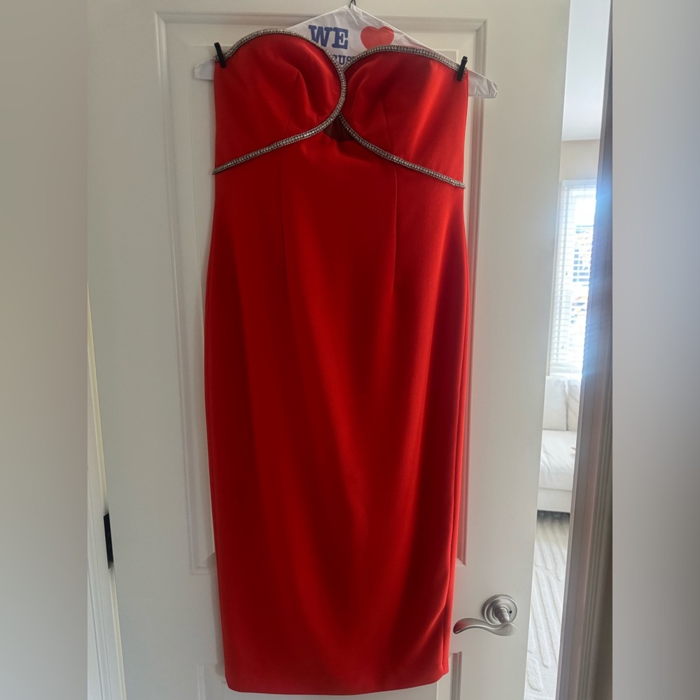 Self-Portrait Sleeveless Crepe Midi-Dress in Red